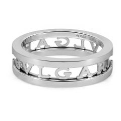 Bvlgari B.Zero1 Openwork Logo Spiral One Band Ring 18K White Gold SZ 55 US 7