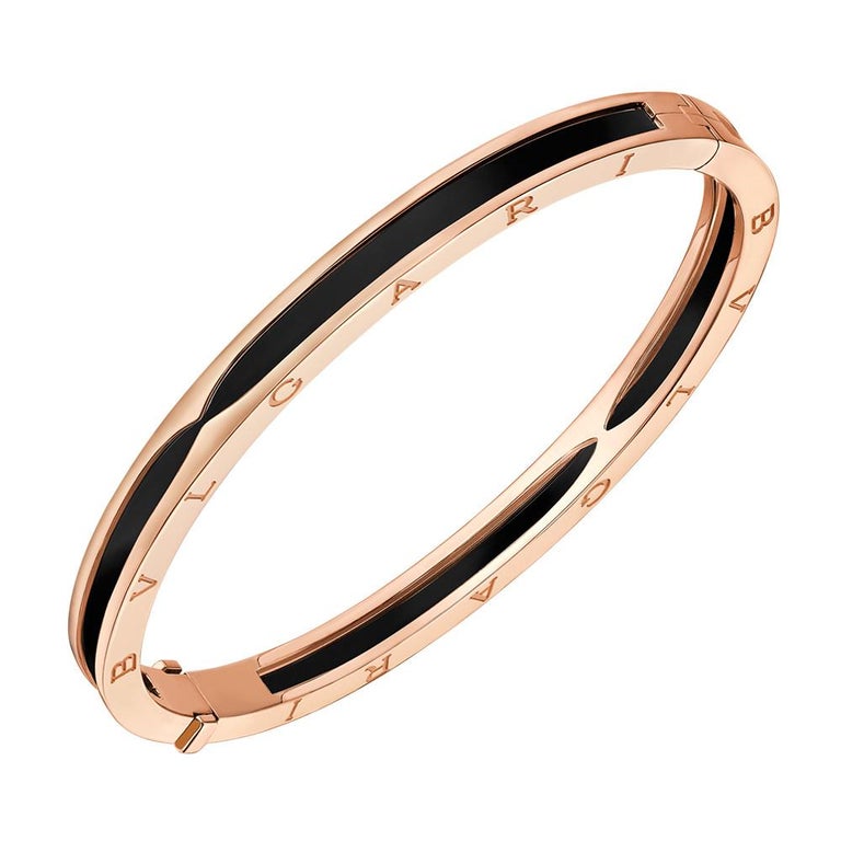 Bvlgari B.zero1 Pink Gold and Black Ceramic Bangle Bracelet at 1stDibs