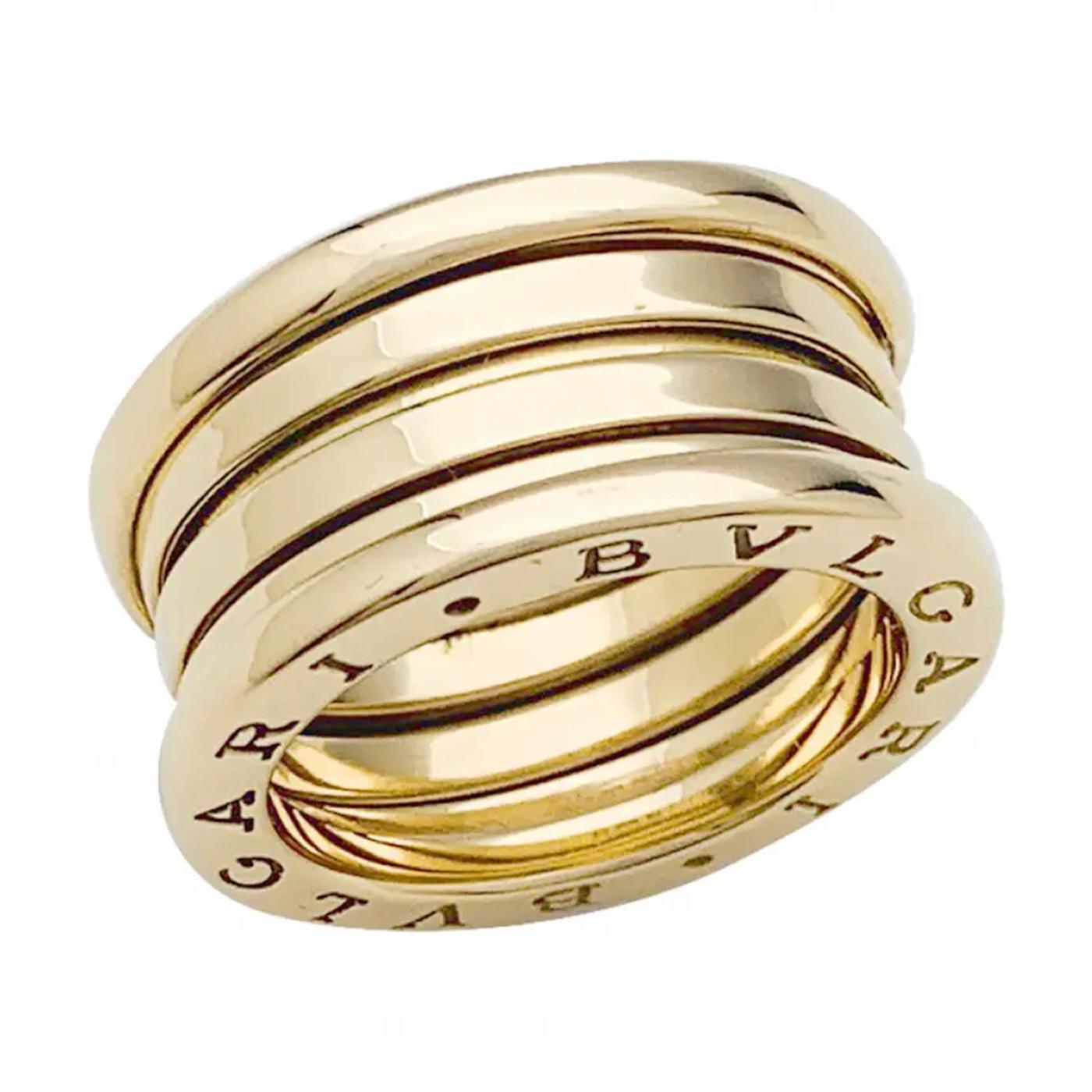 Contemporain Bvlgari B.Zero1 Bague Tubogas à trois anneaux en or jaune 18 carats en forme de spirale en vente