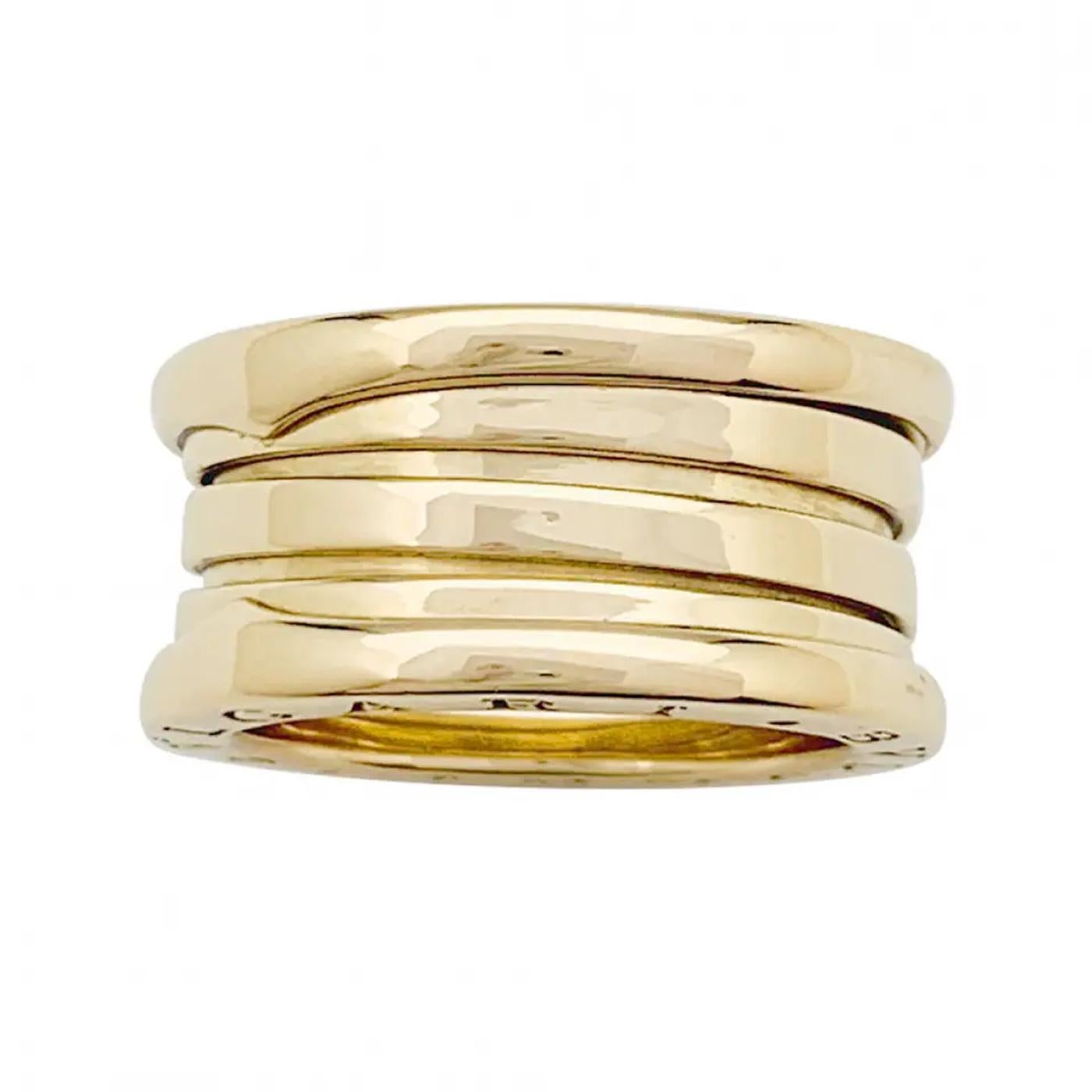 Bvlgari B.Zero1 Bague Tubogas à trois anneaux en or jaune 18 carats en forme de spirale Excellent état - En vente à Aventura, FL