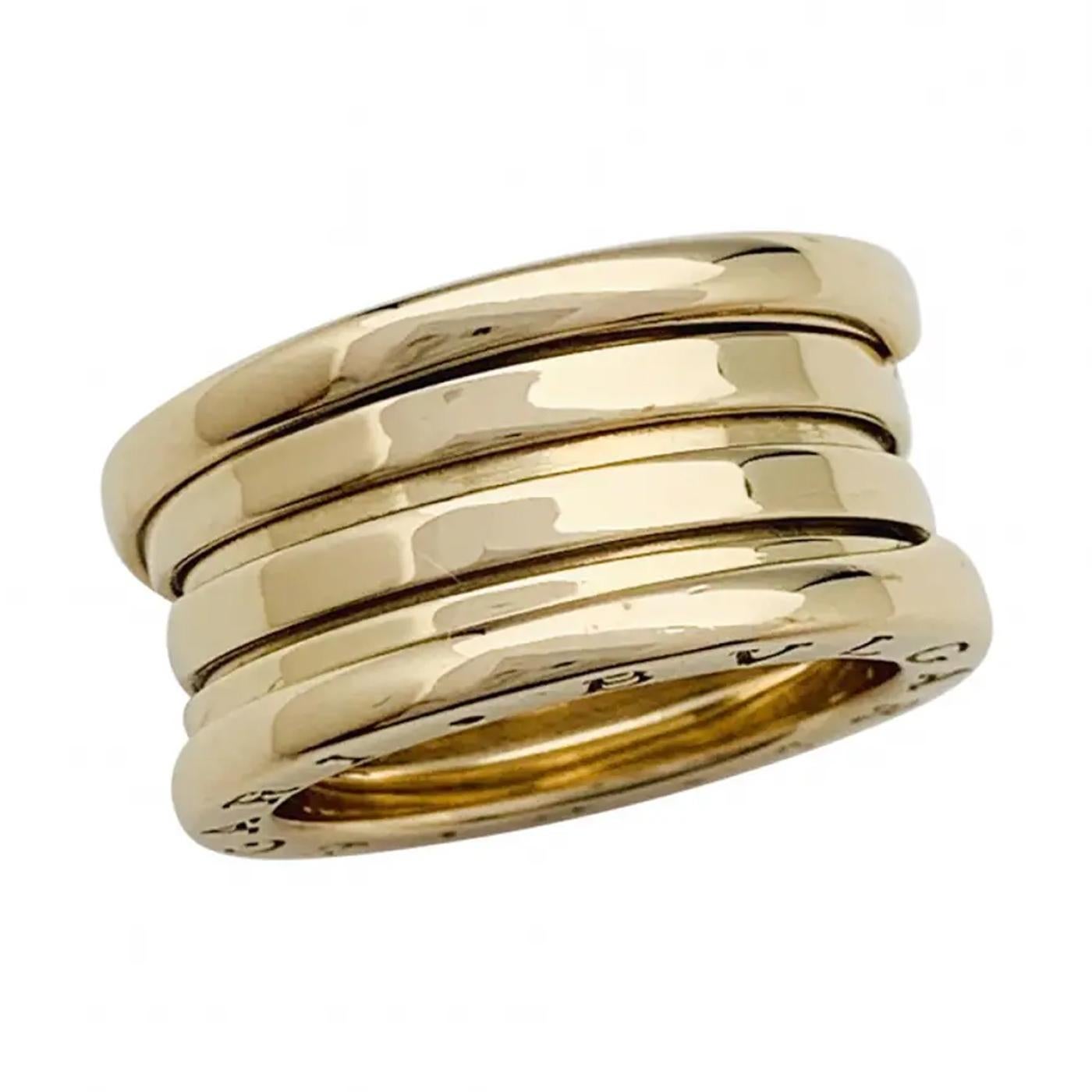Bvlgari B.Zero1 Bague Tubogas à trois anneaux en or jaune 18 carats en forme de spirale Pour femmes en vente