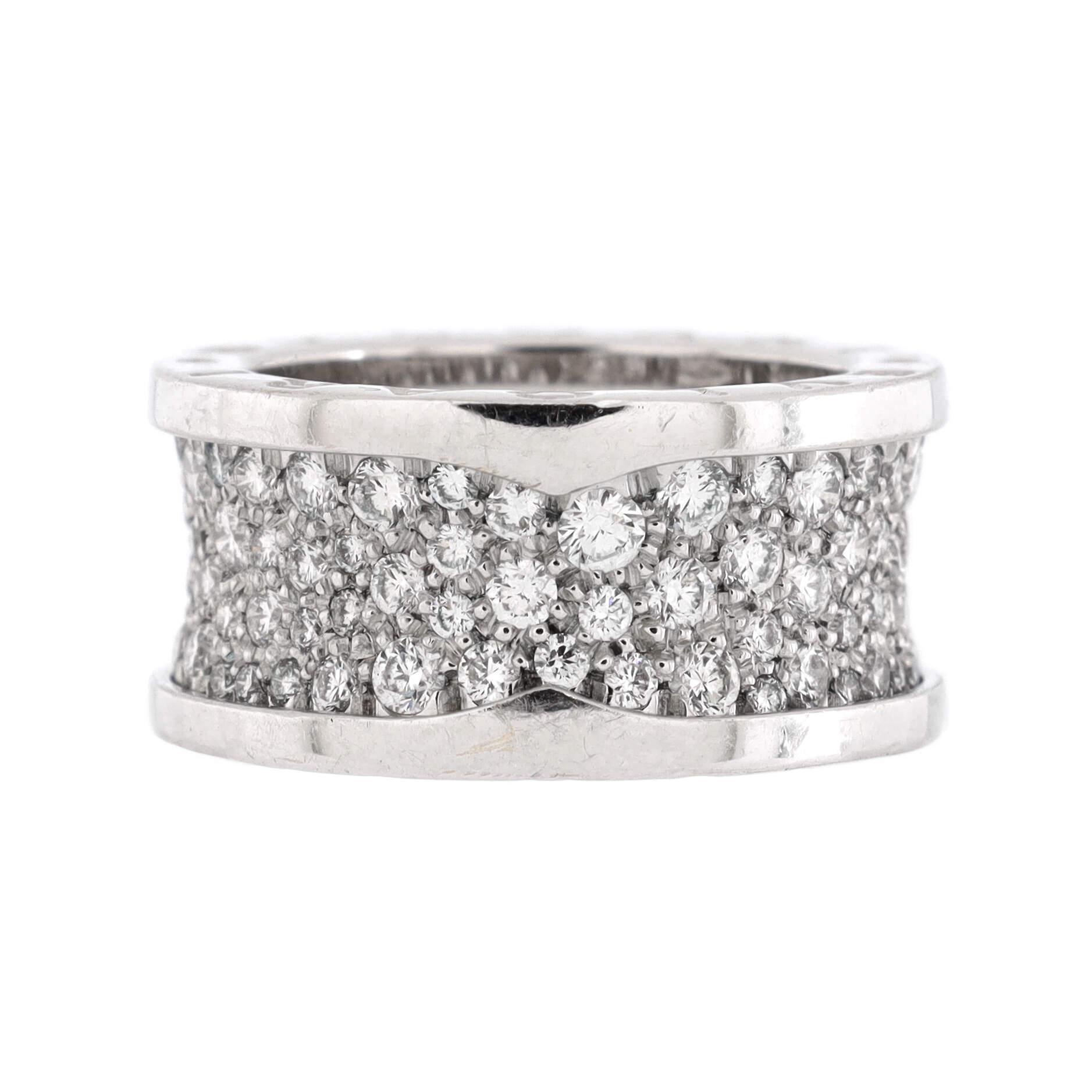 Bvlgari B.Zero1 Ring 18K White Gold with Pave Diamonds In Good Condition In New York, NY