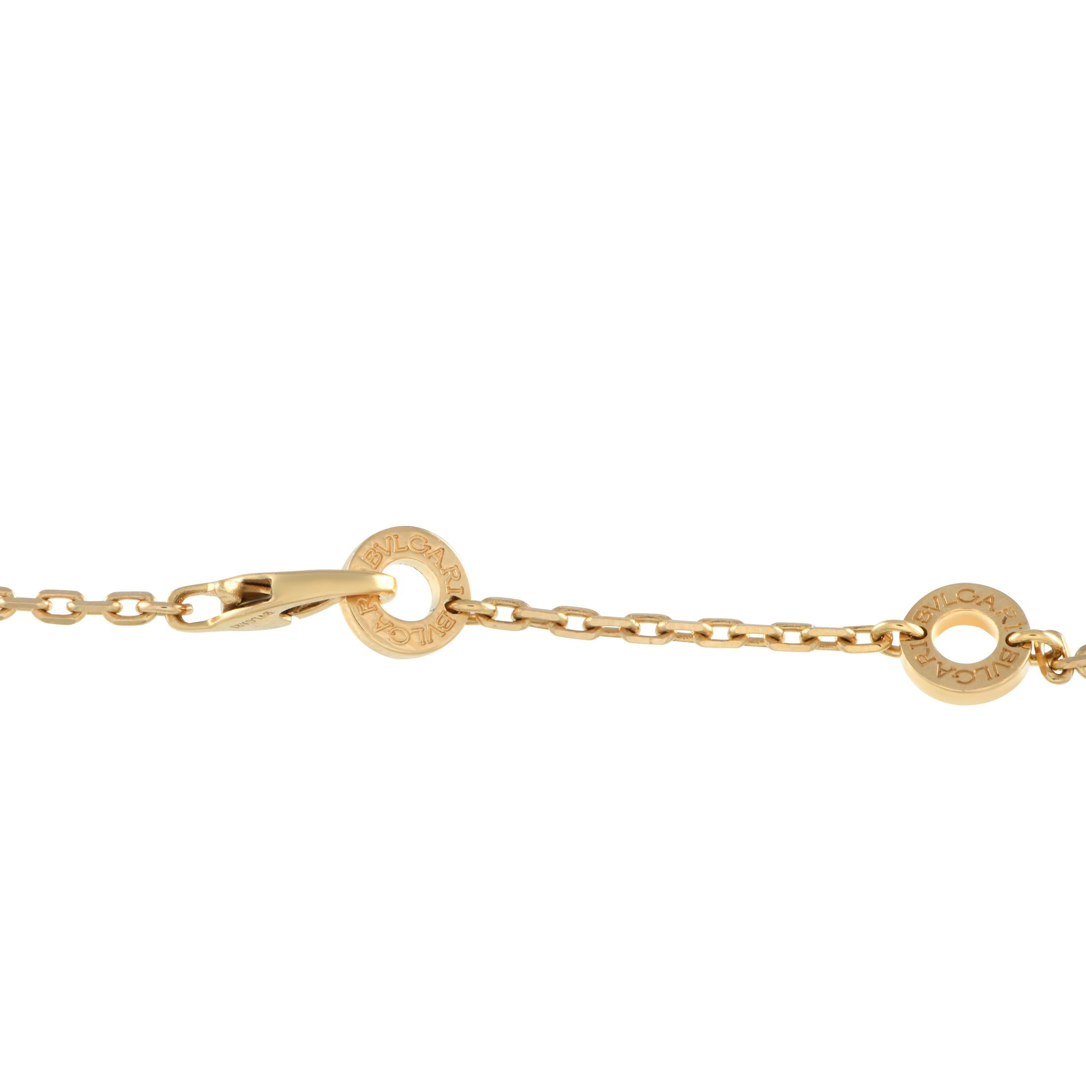 Round Cut Bvlgari B.zero1 Rock 18K Yellow Gold Diamond Necklace