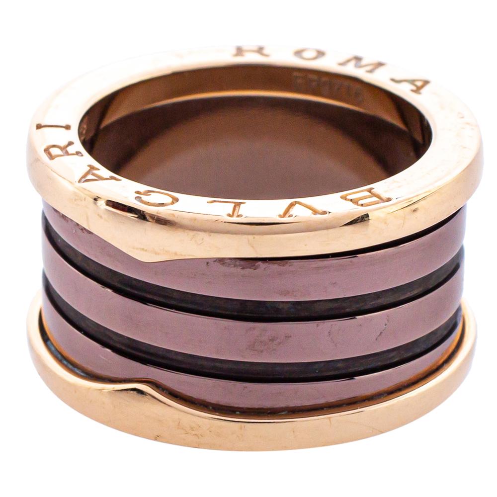 For the woman who has a refined taste in fine jewelry, Bvlgari brings her this immaculately crafted ring from a collection inspired by the Colosseum. Made to be praised, the B.Zero1 ring has a modern spiral style of four bands in 18K rose gold and