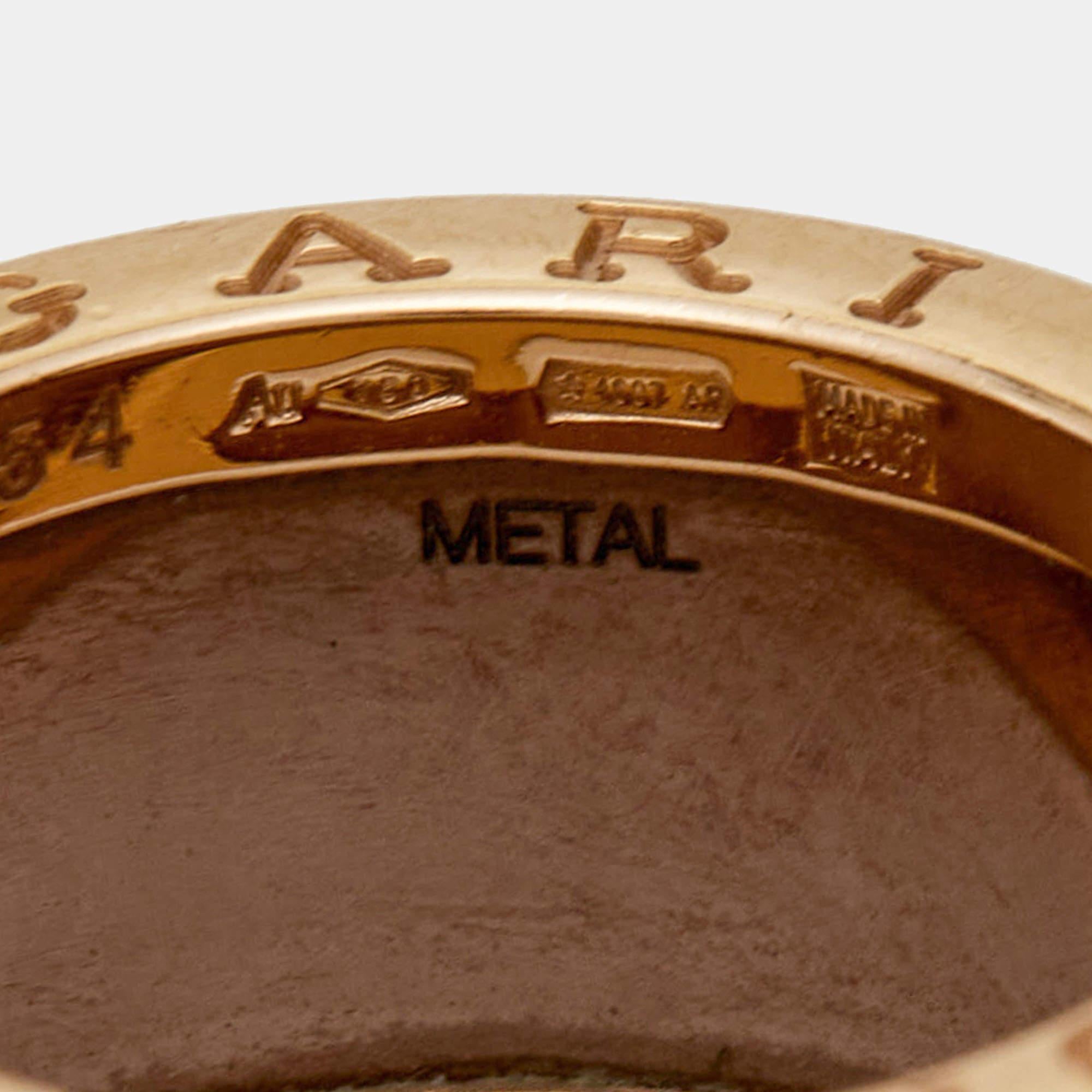Bvlgari B.Zero1 Roma Ceramic 18k Rose Gold Ring Size 54 In Excellent Condition In Dubai, Al Qouz 2
