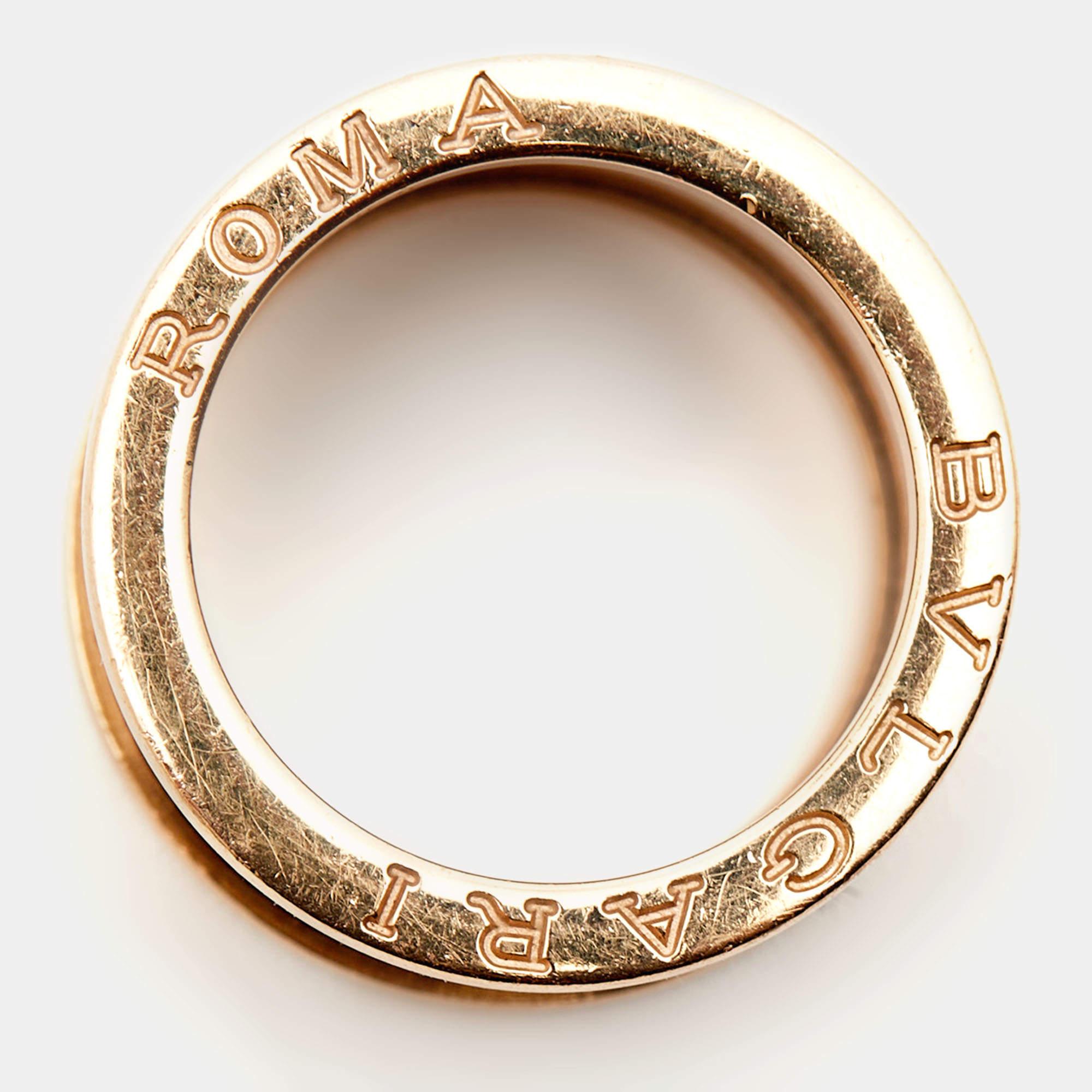 Bvlgari B.Zero1 Roma Ceramic 18k Rose Gold Ring Size 54 1