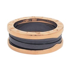 Bvlgari 'B.Zero1' Rose Gold and Black Ceramic Ring