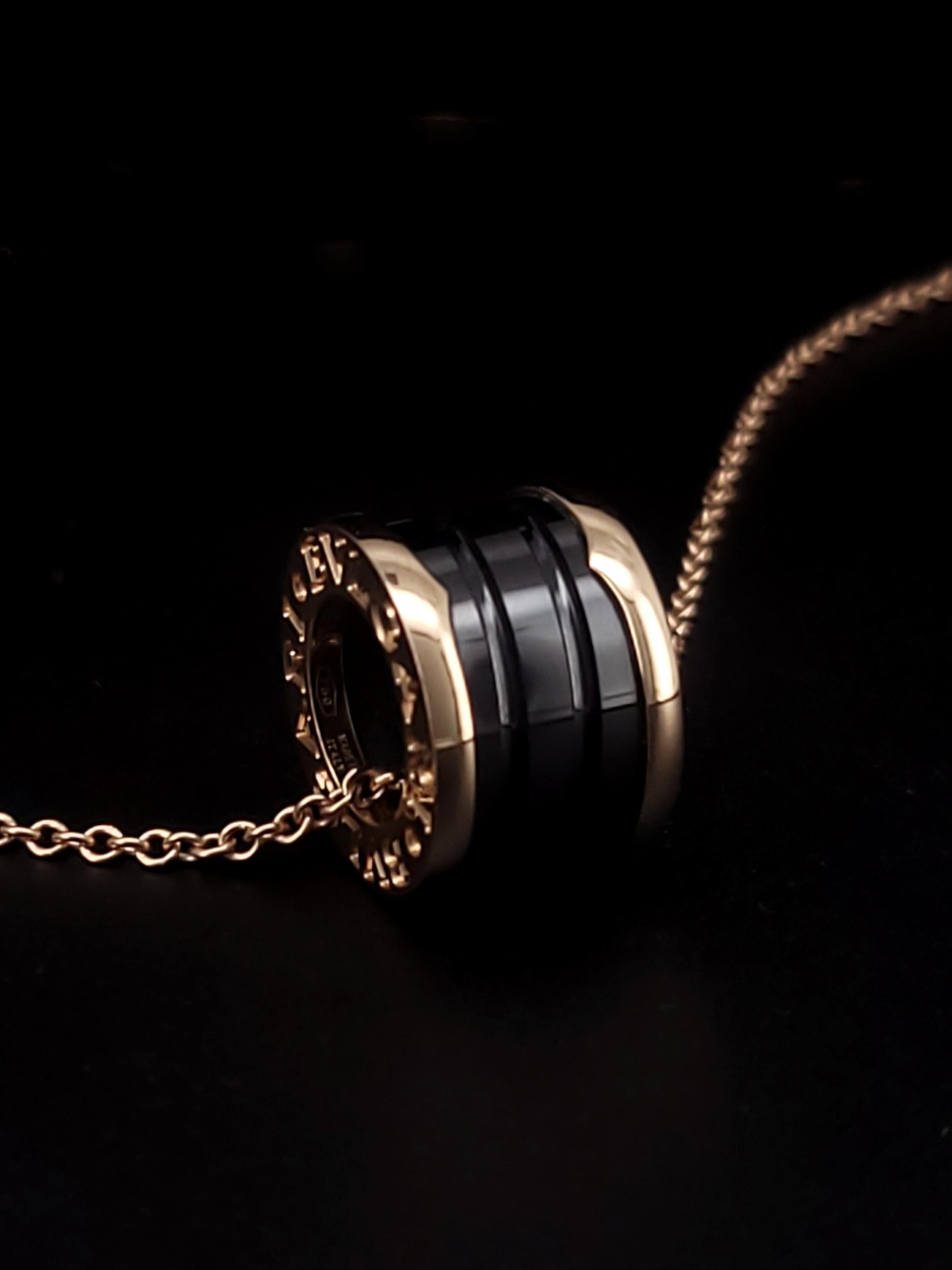 Women's Bvlgari B.Zero1 Rose Gold and Ceramic Pendant Necklace For Sale