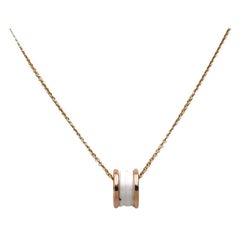 Bvlgari B.Zero1 Rose Gold White Ceramic Pendant Necklace