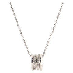 Bvlgari B.Zero1 Round Pendant Necklace 18K White Gold with Diamonds Small