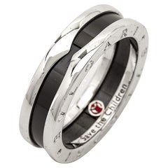 Bvlgari B.Zero1 Save the Children Ceramic Sterling Silver 1-Band Ring Size 63