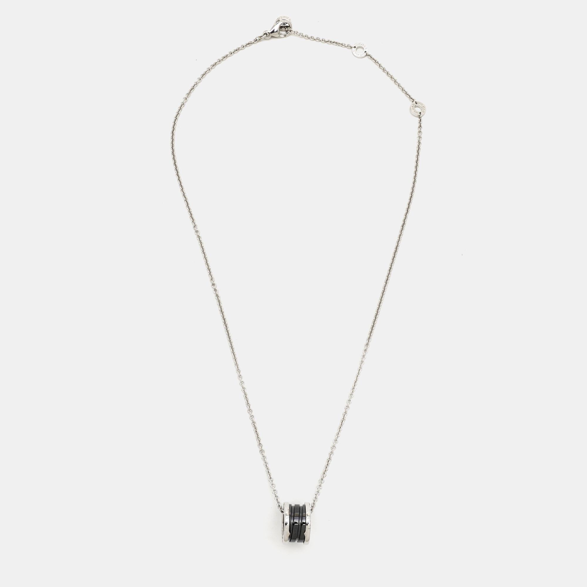 Experience elegance with the Bvlgari B.Zero1 Save the Children necklace. Crafted with ceramic and sterling silver, it exudes timeless charm. The iconic Bvlgari design seamlessly merges with a noble cause, as proceeds contribute to Save the Children.