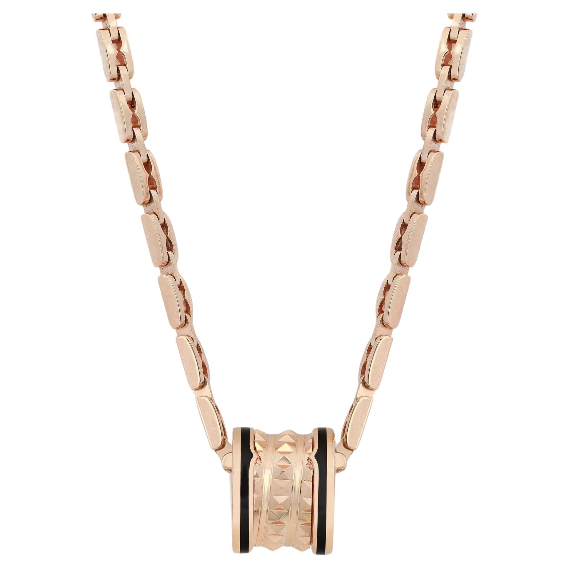 Bvlgari B.Zero1 Spiral Ceramic Pendant Necklace 18K Rose Gold 16.5 Inches en vente