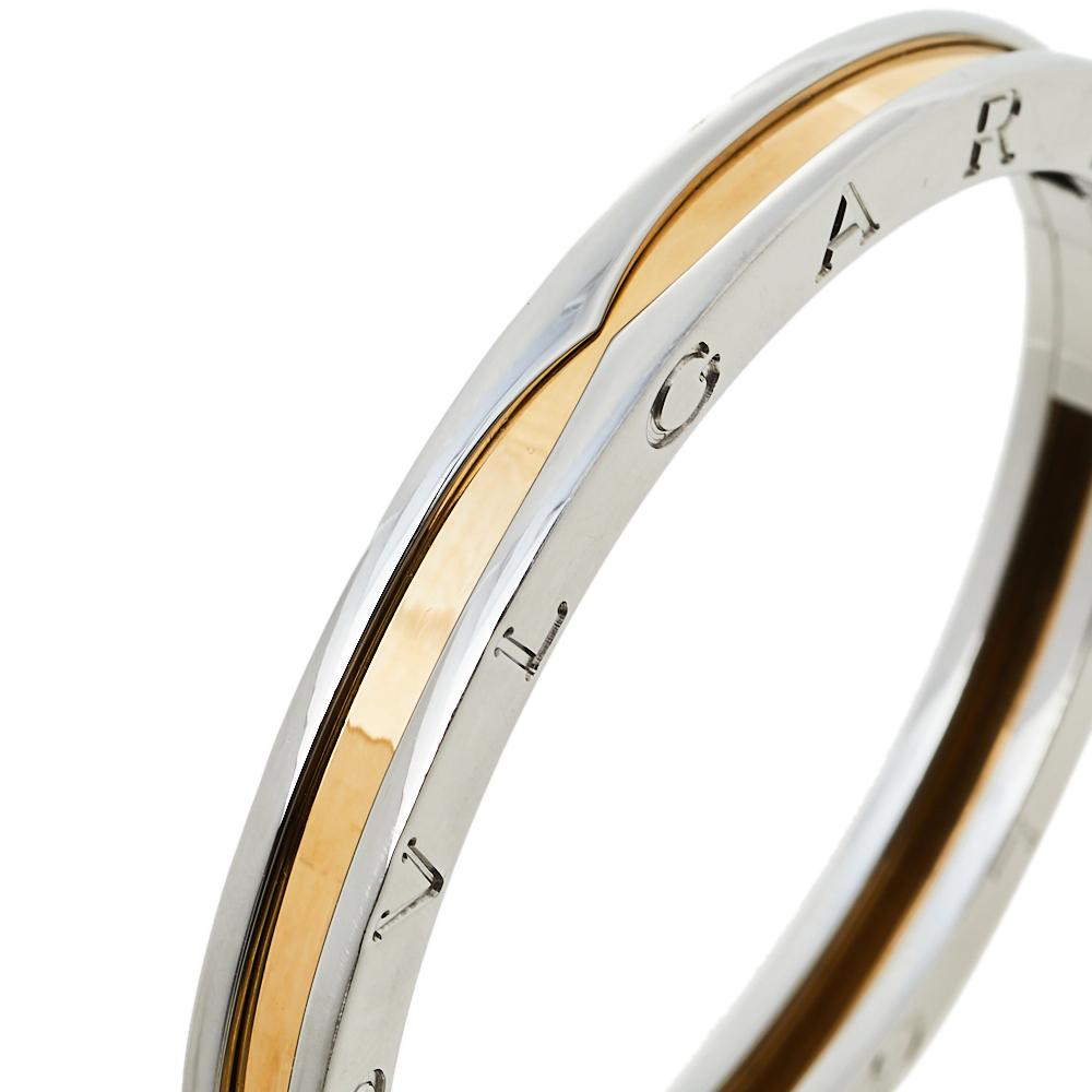 Bvlgari B.zero1 Stainless Steel & 18k Rose Gold Bangle 1