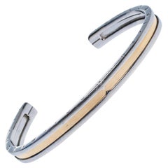 Bvlgari B.Zero1 Stainless Steel 18K Rose Gold Narrow Open Cuff Bracelet SM