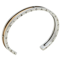 Bvlgari B.Zero1 Stainless Steel & 18k Rose Gold Open Cuff Bracelet S