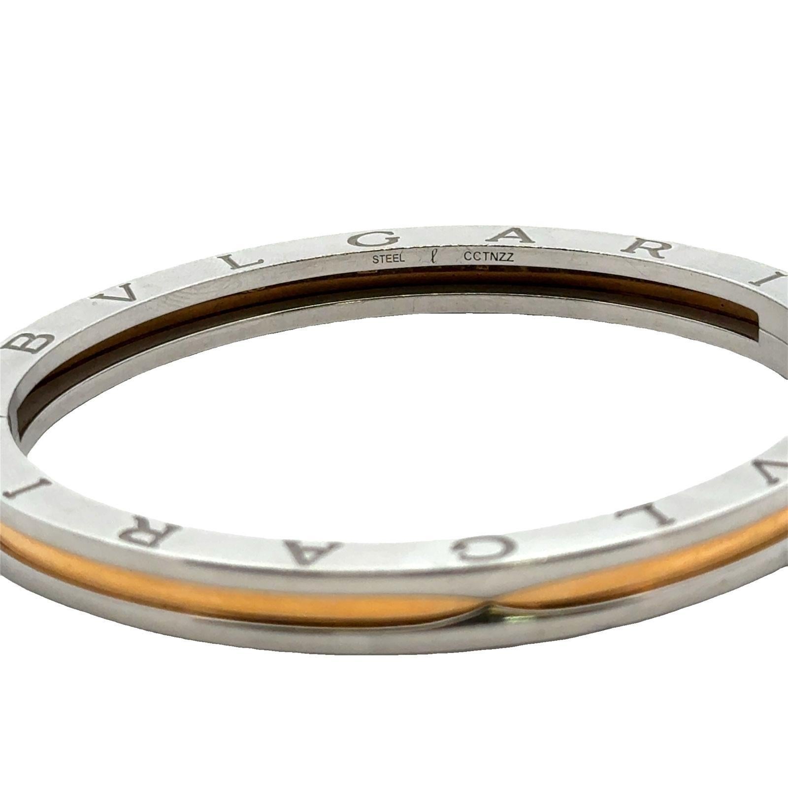 Bvlgari B.zero1 Bracciale grande con cerniera in acciaio inossidabile e oro giallo 18 carati In condizioni buone a Boca Raton, FL