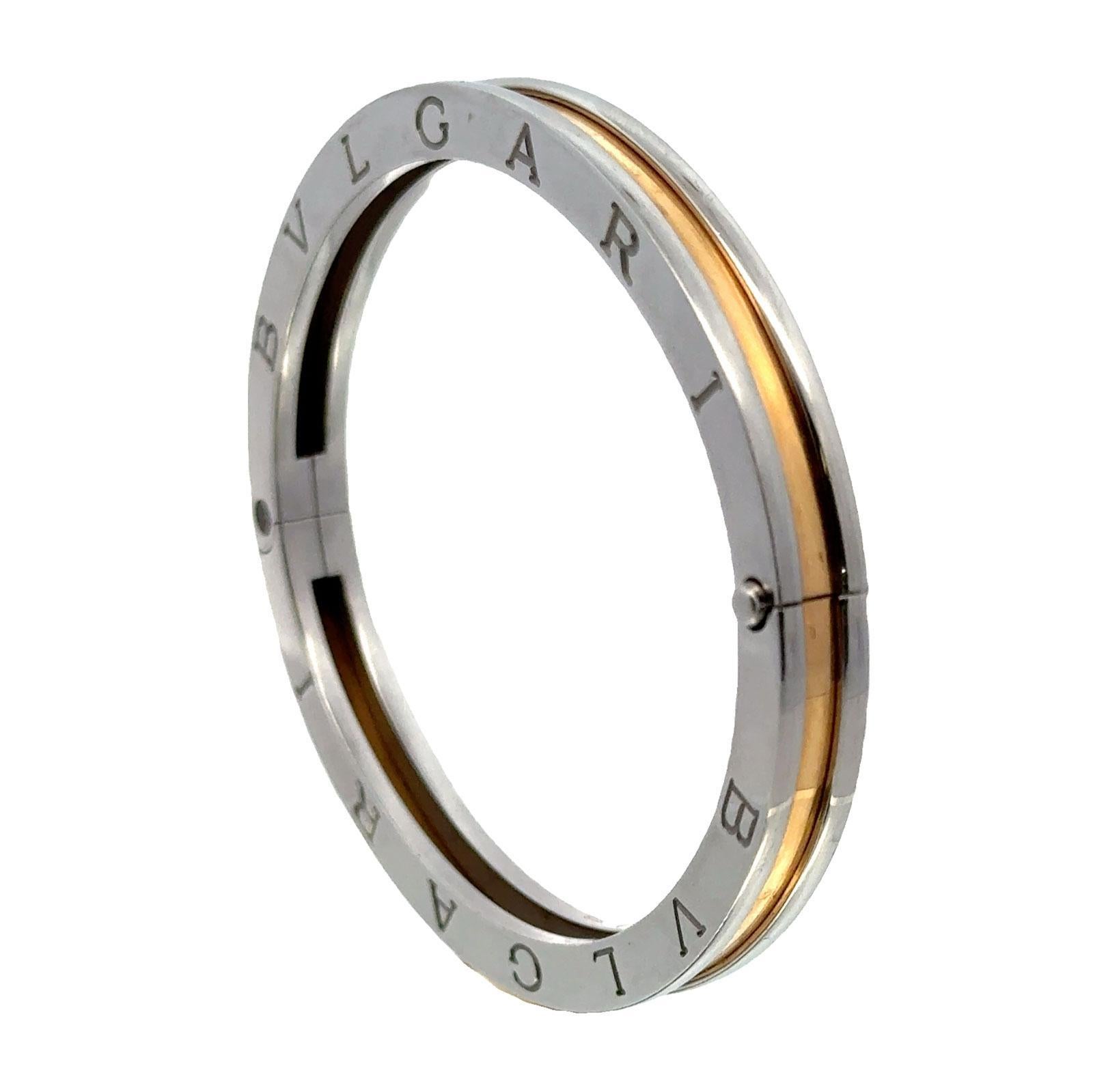 Bvlgari B.zero1 Bracciale grande con cerniera in acciaio inossidabile e oro giallo 18 carati 3