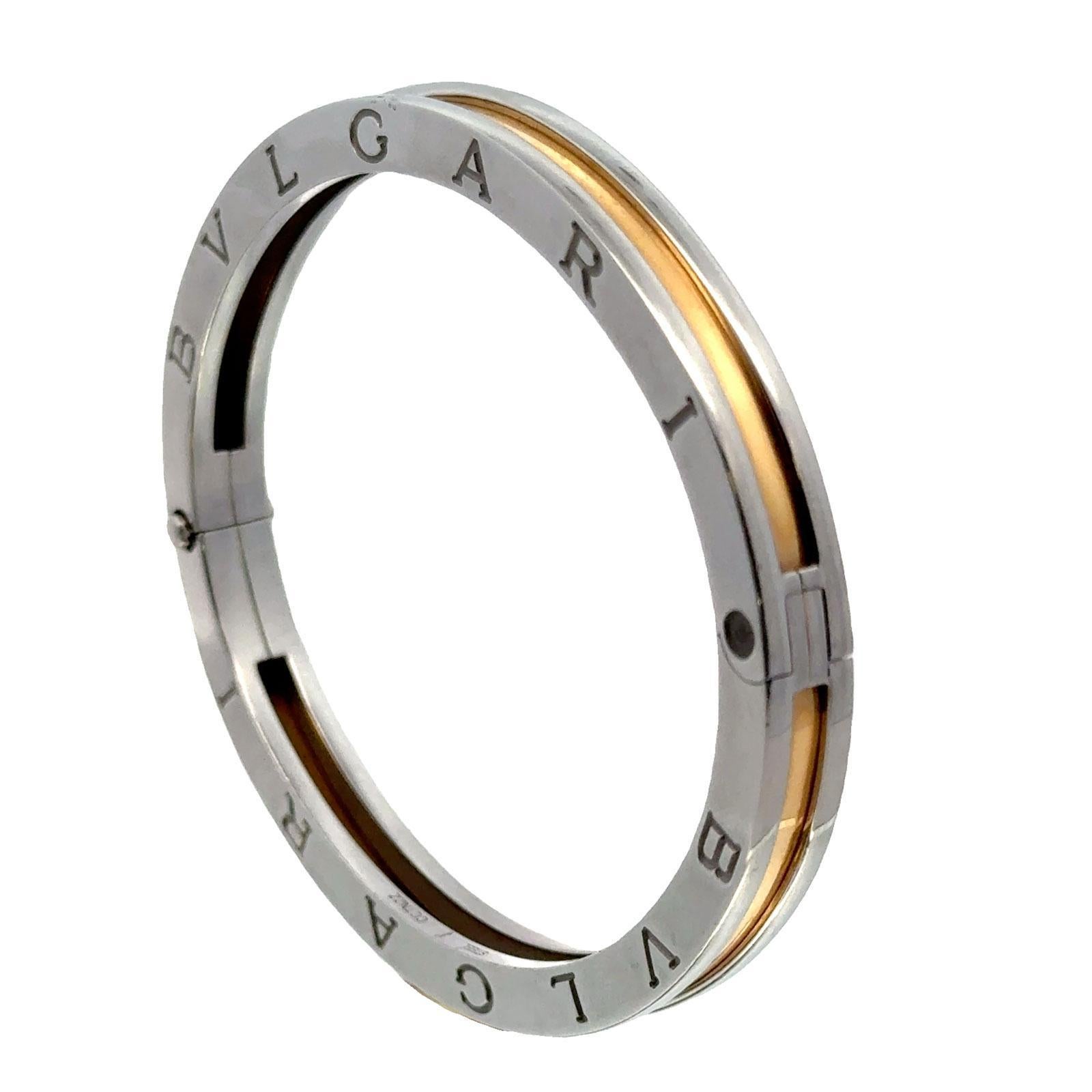 Bvlgari B.zero1 Bracciale grande con cerniera in acciaio inossidabile e oro giallo 18 carati 4