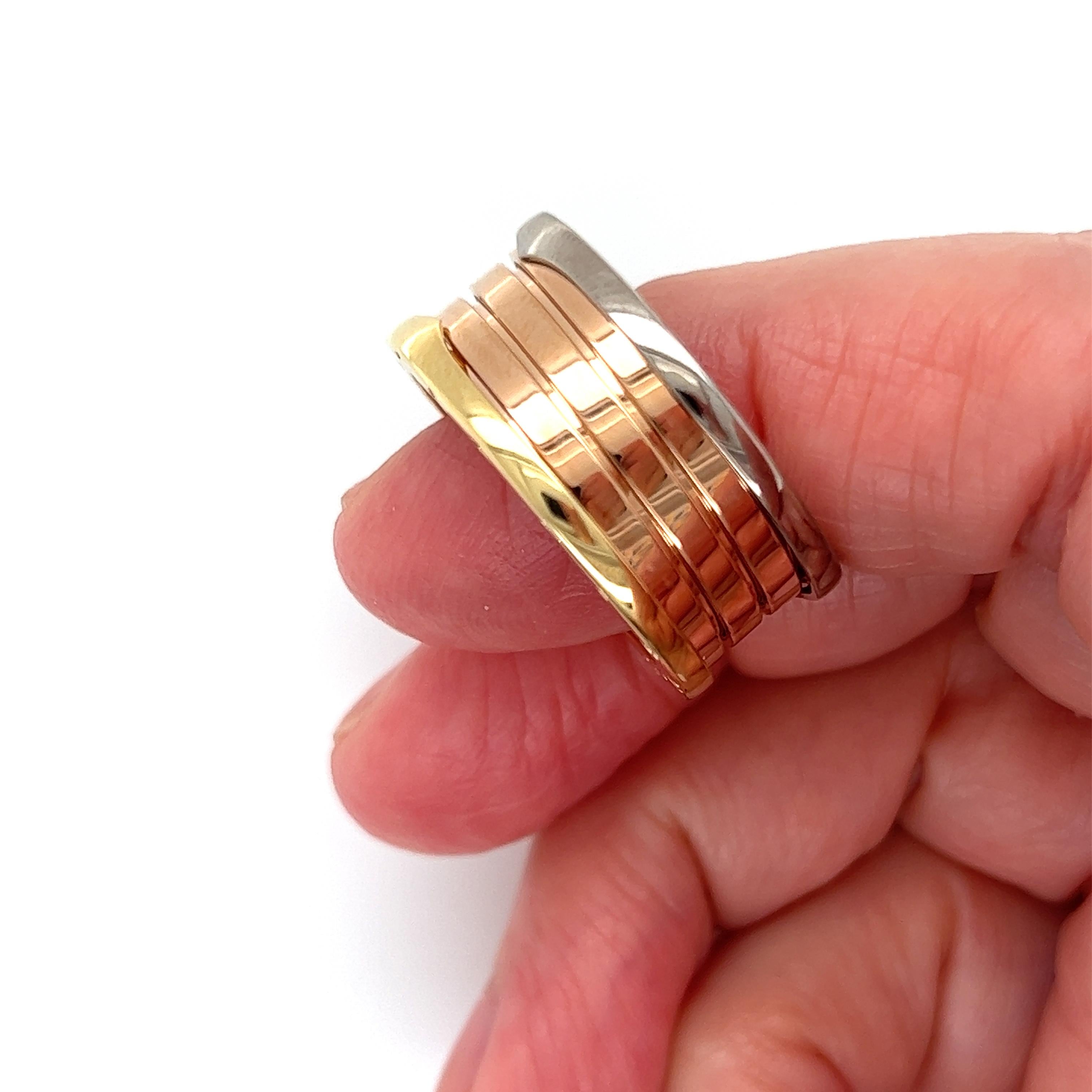 Bvlgari B.zero1 Anello a tre fasce in oro rosa bianco e giallo 18k - Misura 10,5 in vendita 5