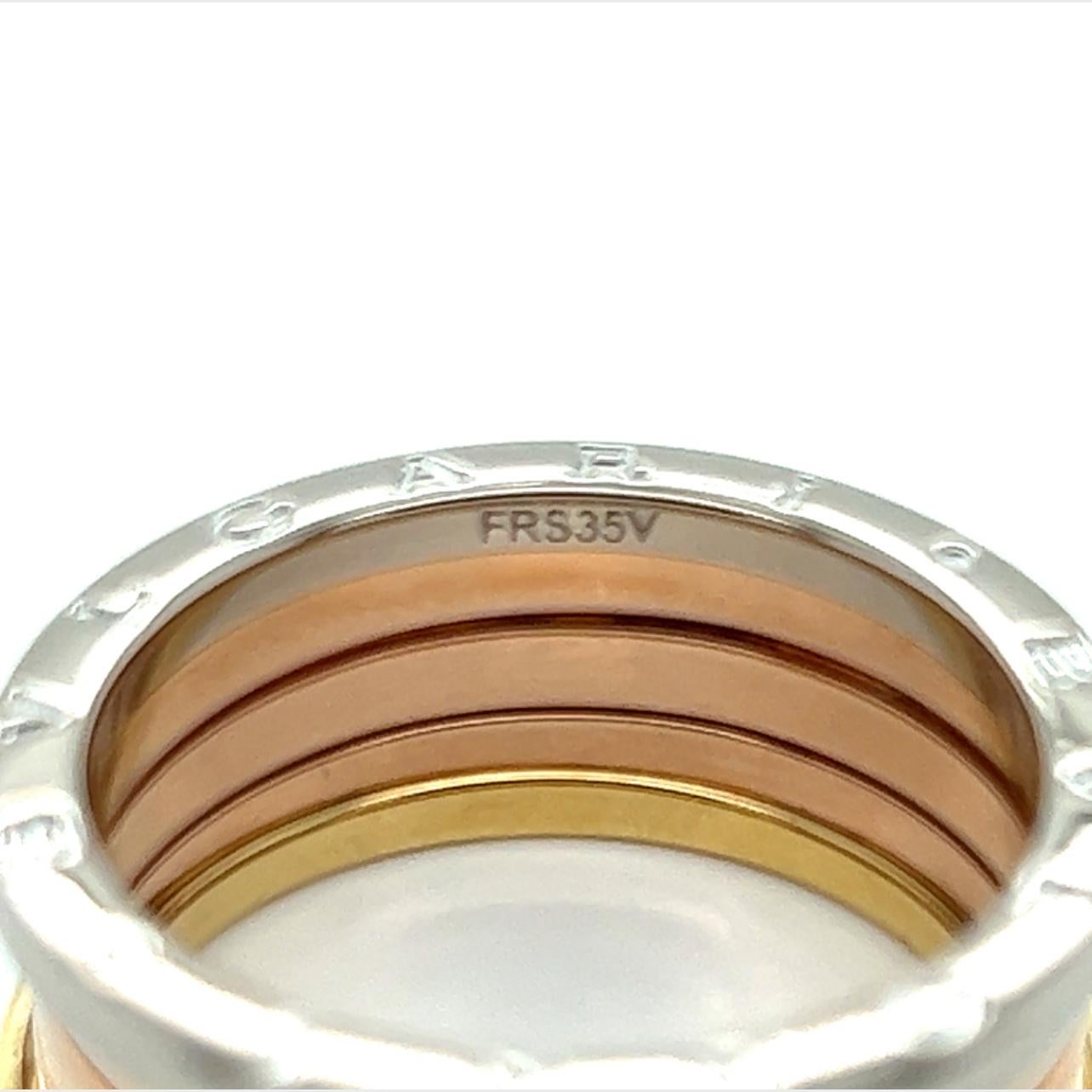 da uomo o donna Bvlgari B.zero1 Anello a tre fasce in oro rosa bianco e giallo 18k - Misura 10,5 in vendita