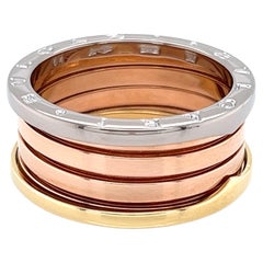 Bvlgari B.zero1 Three Band 18k Rose White & Yellow Gold Ring - Size 10.5