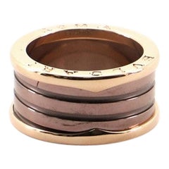 Bvlgari B.Zero1 Three-Band Ring 18 Karat Rose Gold and Ceramic 8.75-59