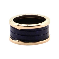 Bvlgari B.zero1 Three Band Ring 18 Karat Rose Gold and Lapis Lazuli