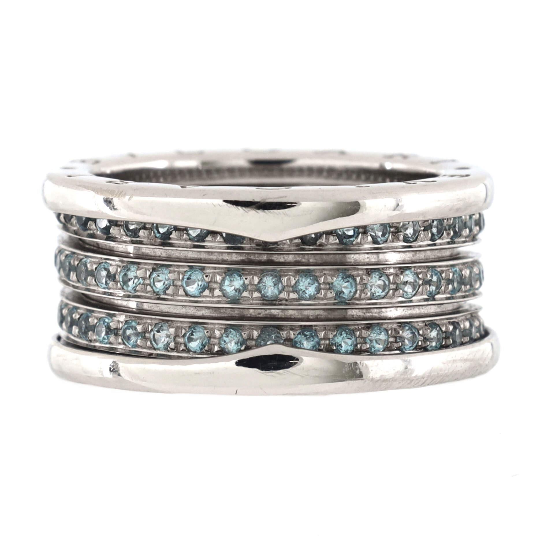 Zustand: Gut. Mäßig starke Abnutzung und Nachpolieren im gesamten Bereich.
Zubehör: Kein Zubehör
Abmessungen: Größe: 9 - 60, Breite: 11,25 mm
Designer: Bvlgari
Modell: B.Zero1 Dreibandring 18K Weißgold mit blauem Topas
Außenfarbe: Weißgold
Artikel