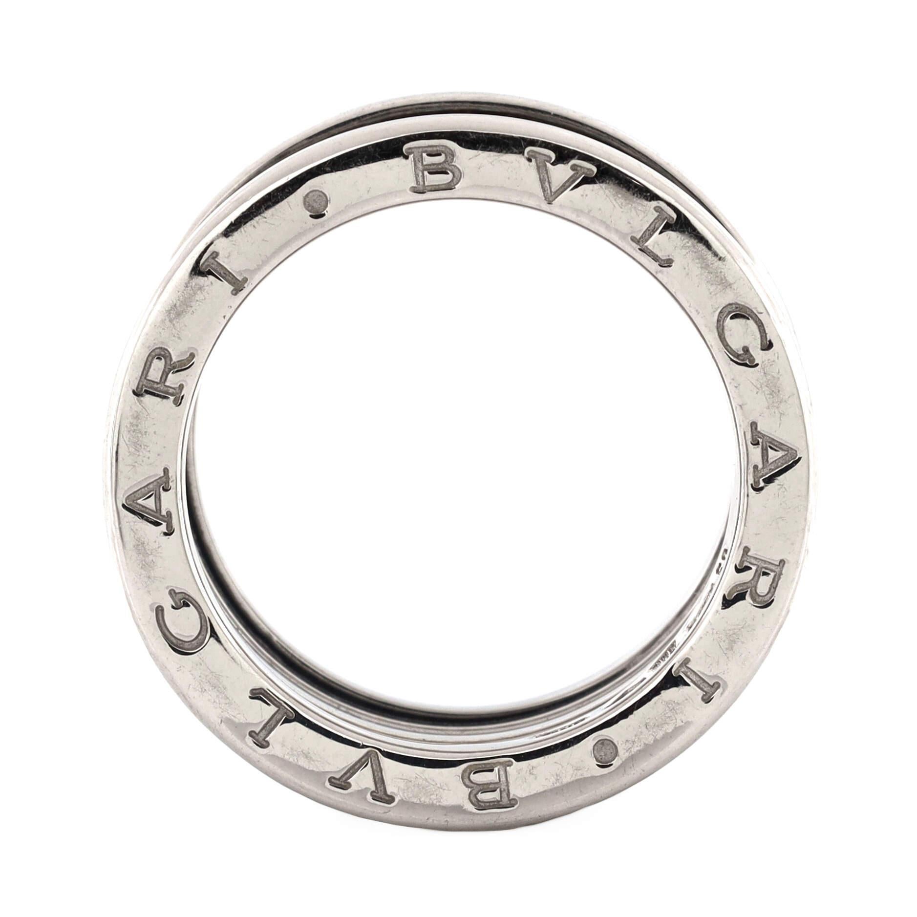 Bvlgari B.Zero1: 18 Karat Weißgold Ring mit drei Bändern und blauem Topas im Zustand „Gut“ in New York, NY