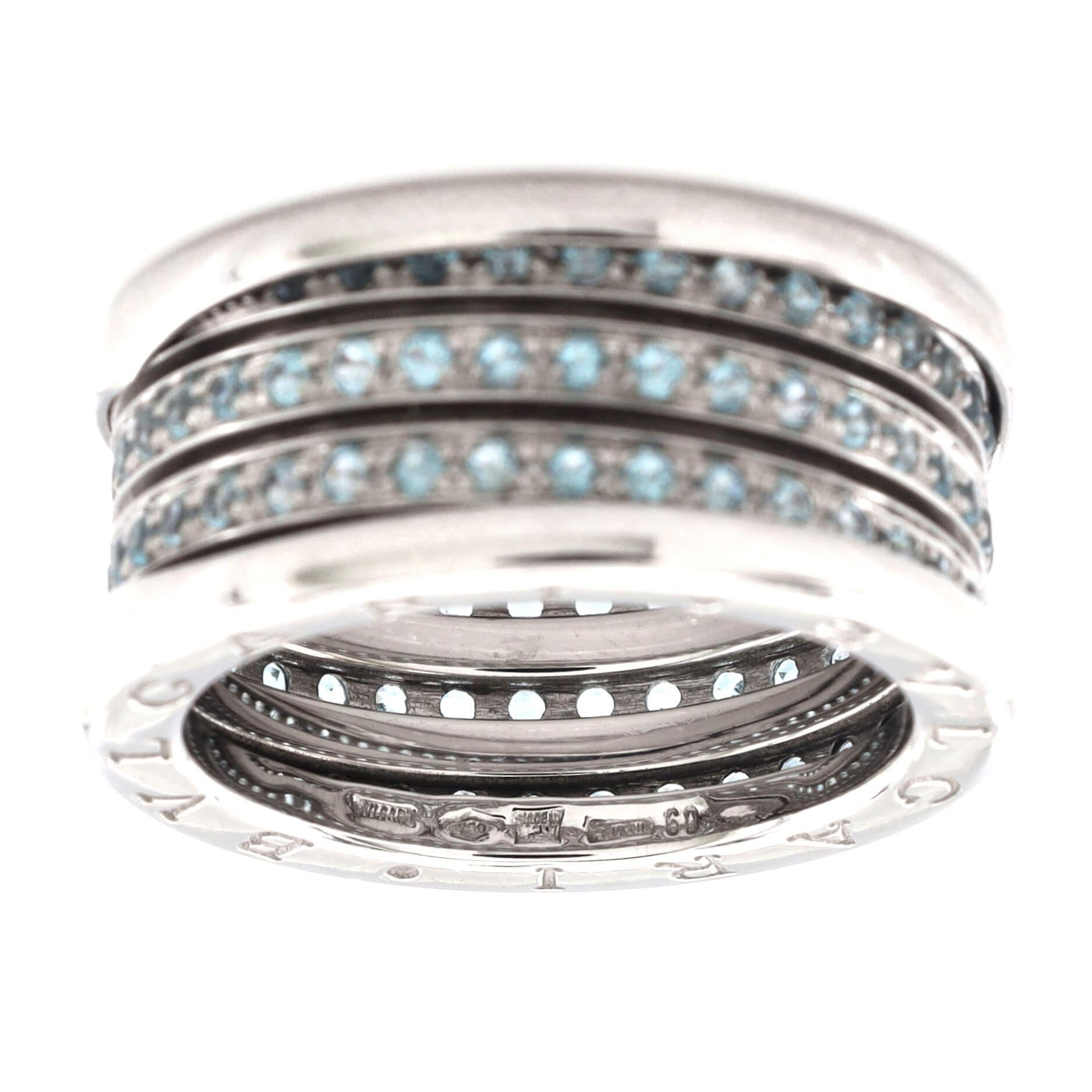 Bvlgari B.Zero1: 18 Karat Weißgold Ring mit drei Bändern und blauem Topas 1