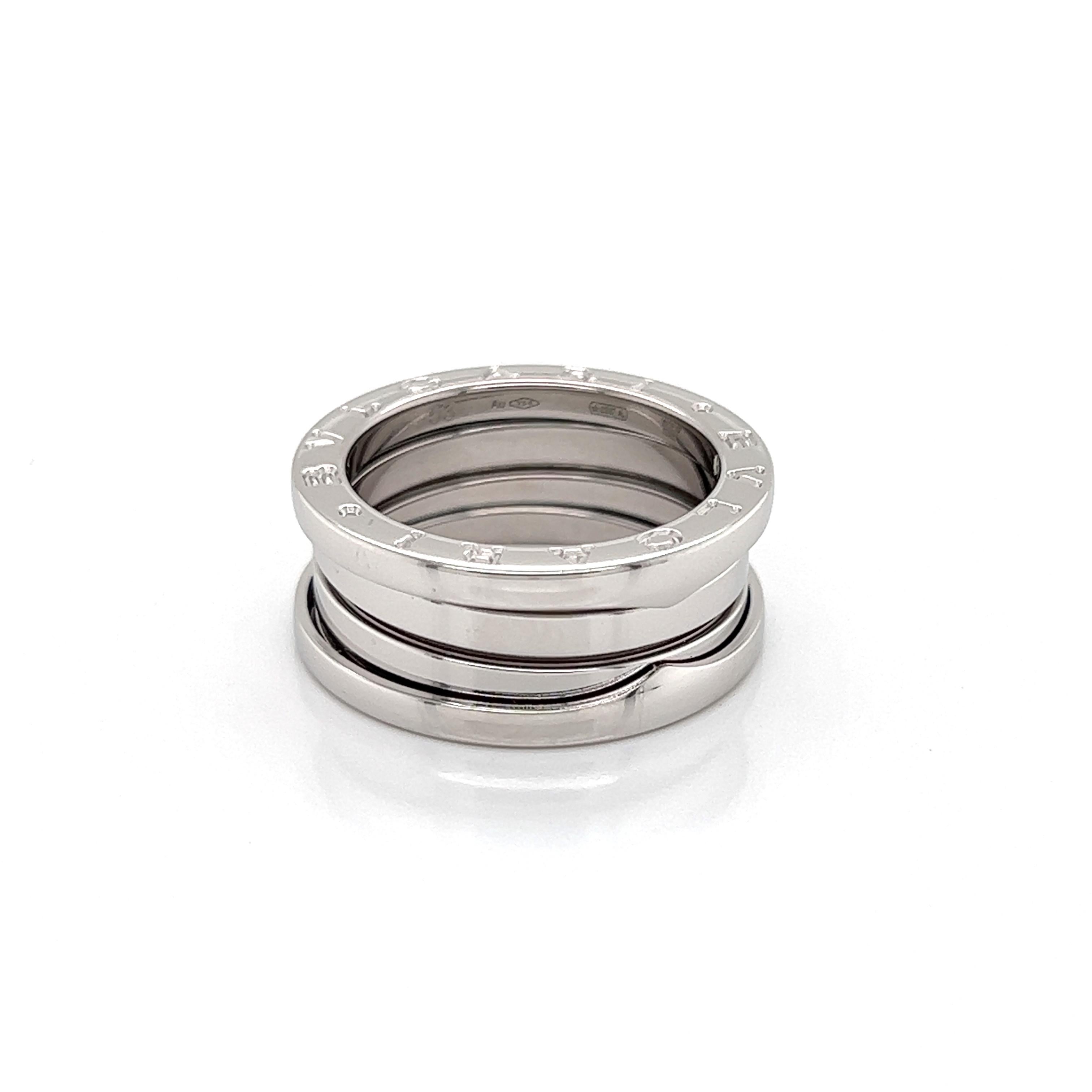da uomo o donna Bvlgari B.zero1 Anello a tre fasce in oro bianco 18k con certificato Misura 6 / EU 53 in vendita
