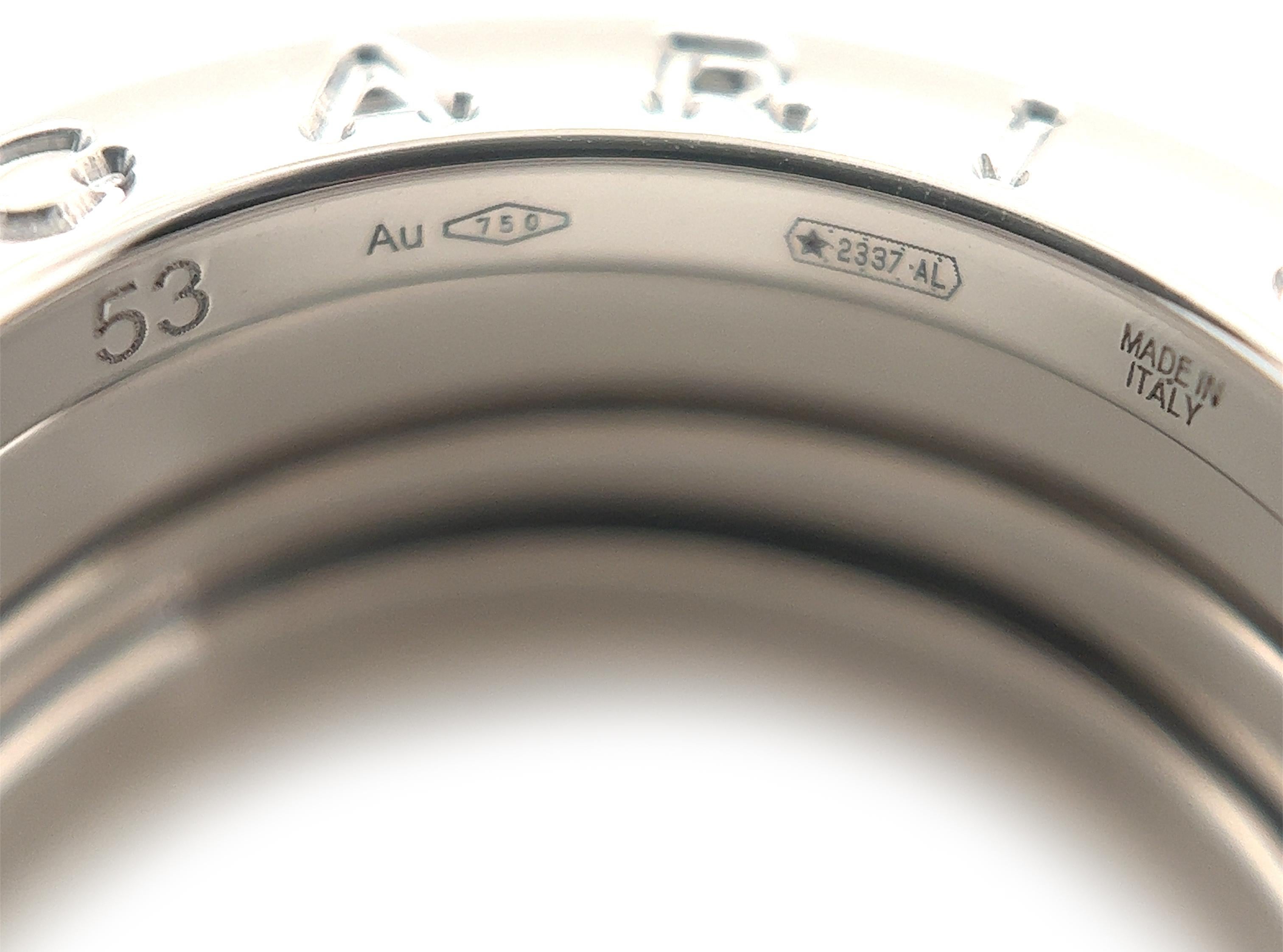 Bvlgari B.zero1 Anello a tre fasce in oro bianco 18k con certificato Misura 6 / EU 53 in vendita 1