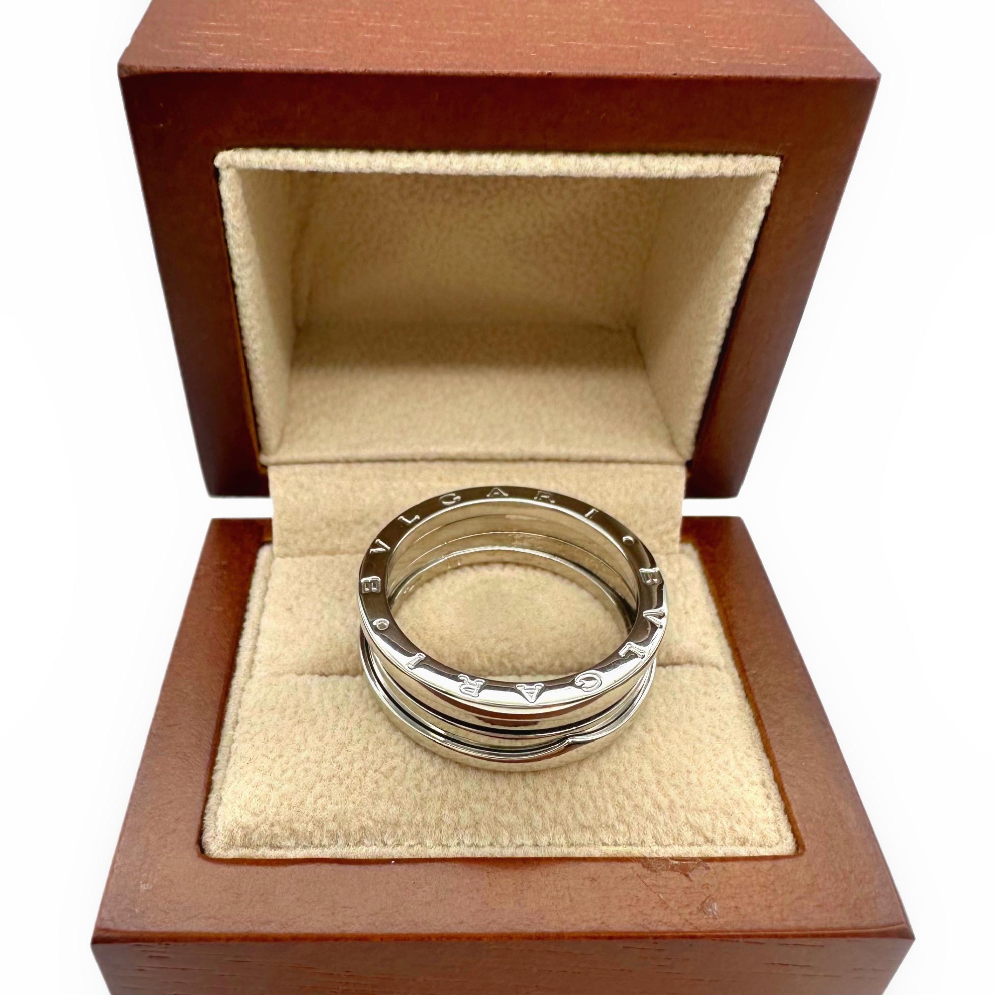 Bvlgari B.Zero1, alliance à trois anneaux en or blanc 18 carats, reçue d'origine en vente 8