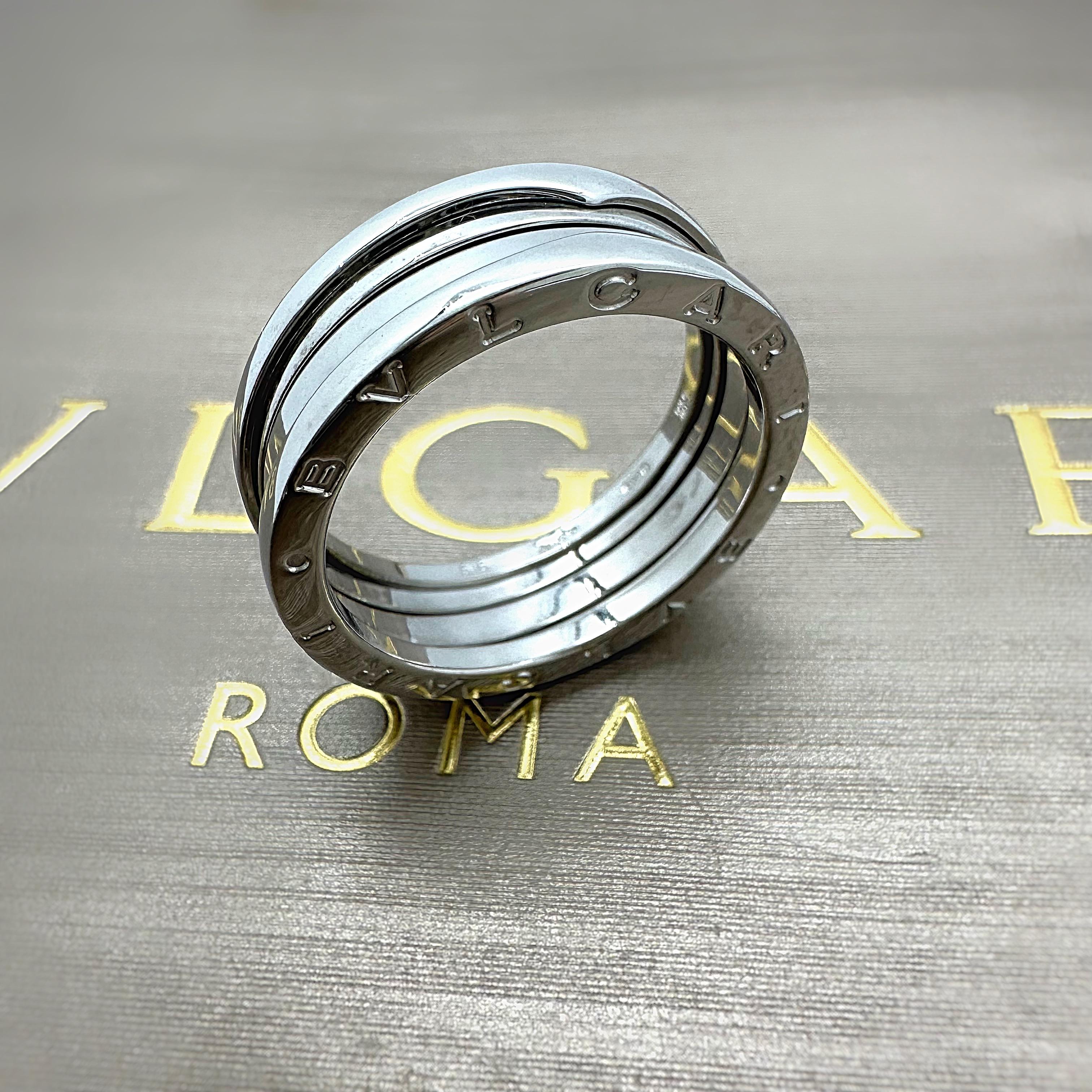 Bvlgari B.Zero1, alliance à trois anneaux en or blanc 18 carats, reçue d'origine en vente 9