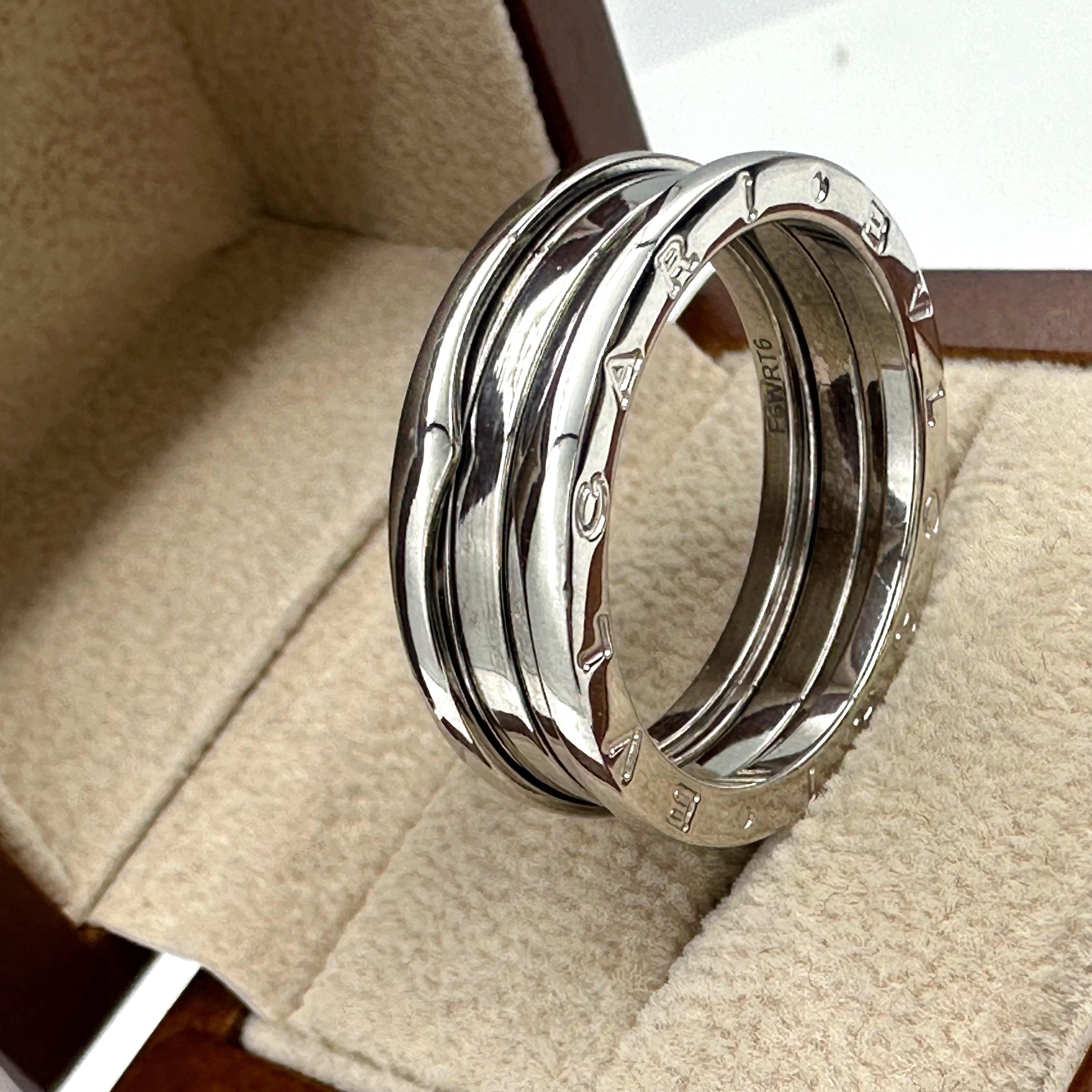 Bvlgari B.Zero1, alliance à trois anneaux en or blanc 18 carats, reçue d'origine en vente 13