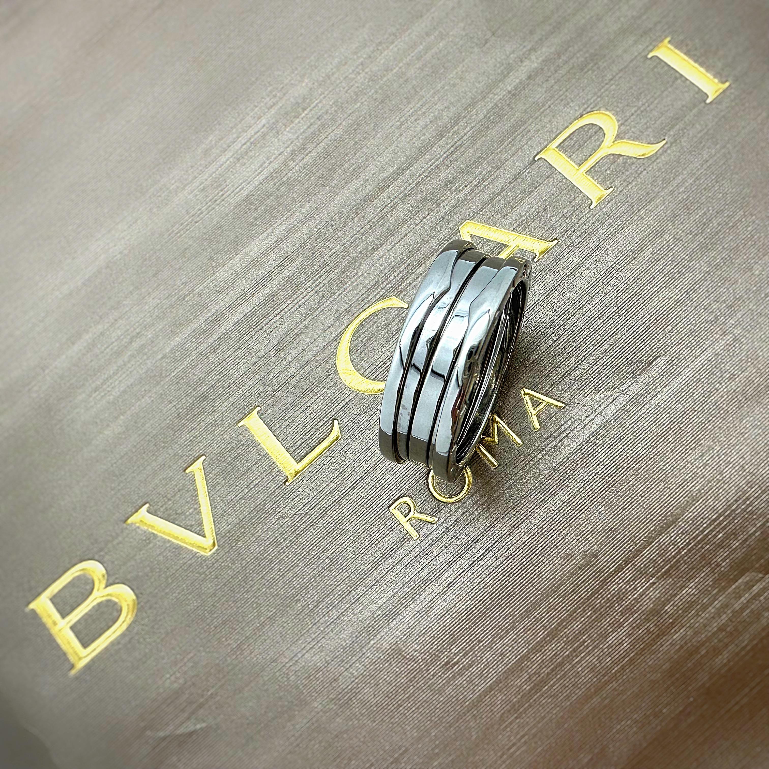 Bvlgari B.Zero1, alliance à trois anneaux en or blanc 18 carats, reçue d'origine Unisexe en vente