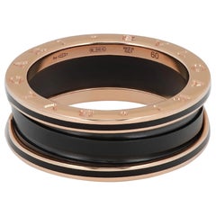 Bvlgari B.Zero1 Zweiband Matt-Schwarzer Keramikring 18K Roségold Größe 54 US 6,75