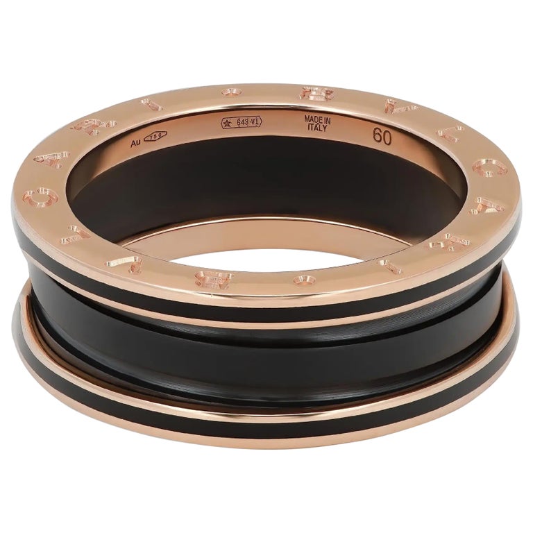 Bvlgari B.Zero1 Two Band Matt Black Ceramic Ring 18K Rose Gold