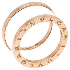 Bvlgari B.Zero1 White Ceramic 18k Rose Gold 4-Band Ring Size 56