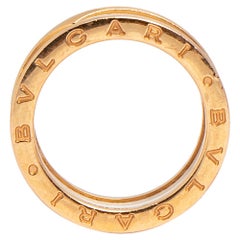 Bvlgari B.Zero1 White Ceramic 18k Rose Gold Band Ring Size 56