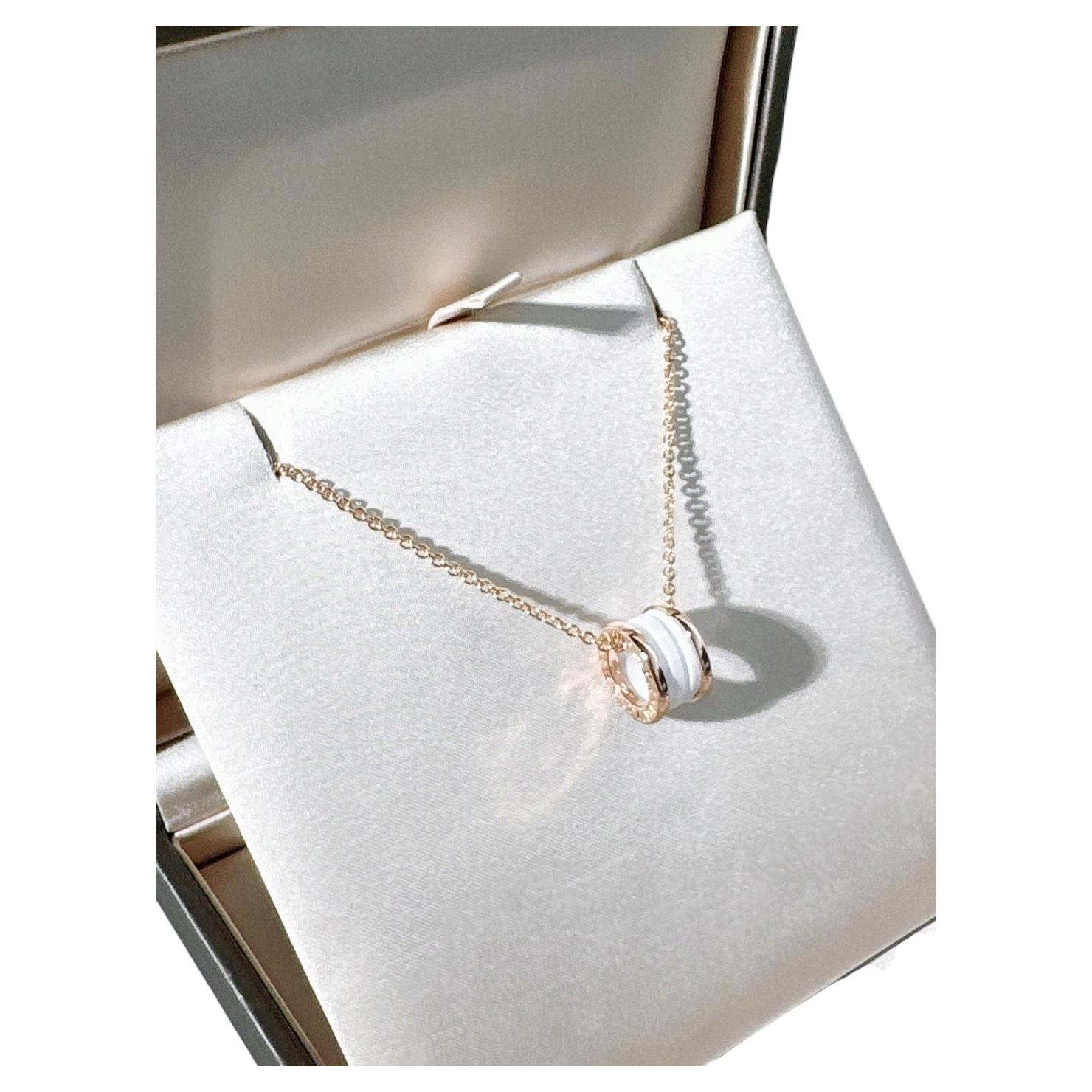 BVLGARI B.zero1 Weiße Keramik 18K Rose Gold Halskette
