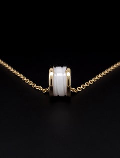 Bvlgari B.Zero1 White Ceramic 18k Rose Gold Pendant Necklace
