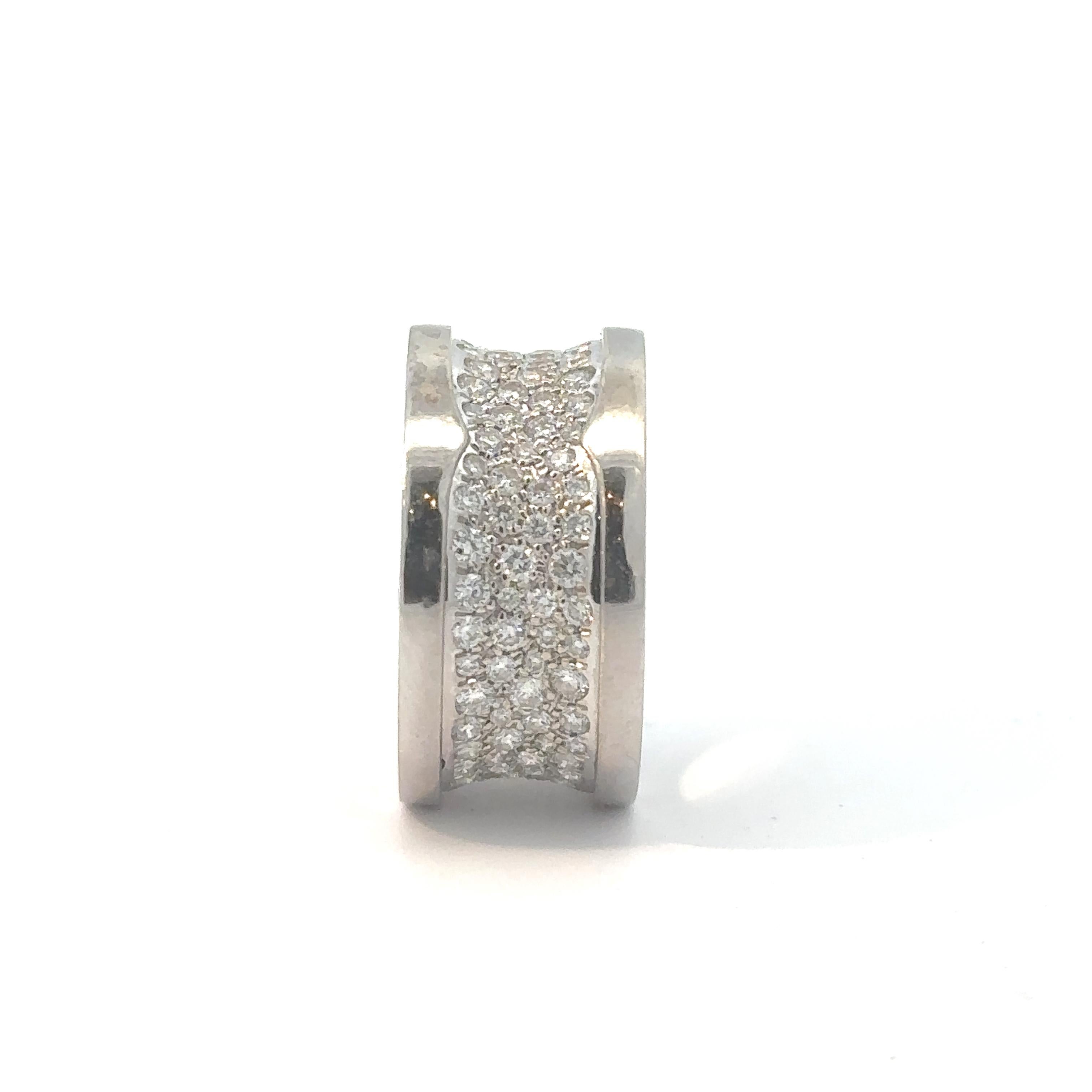 BVLGARI B.zero1 White Gold Pave' Diamond Ring SIZE 6 In Excellent Condition For Sale In New York, NY