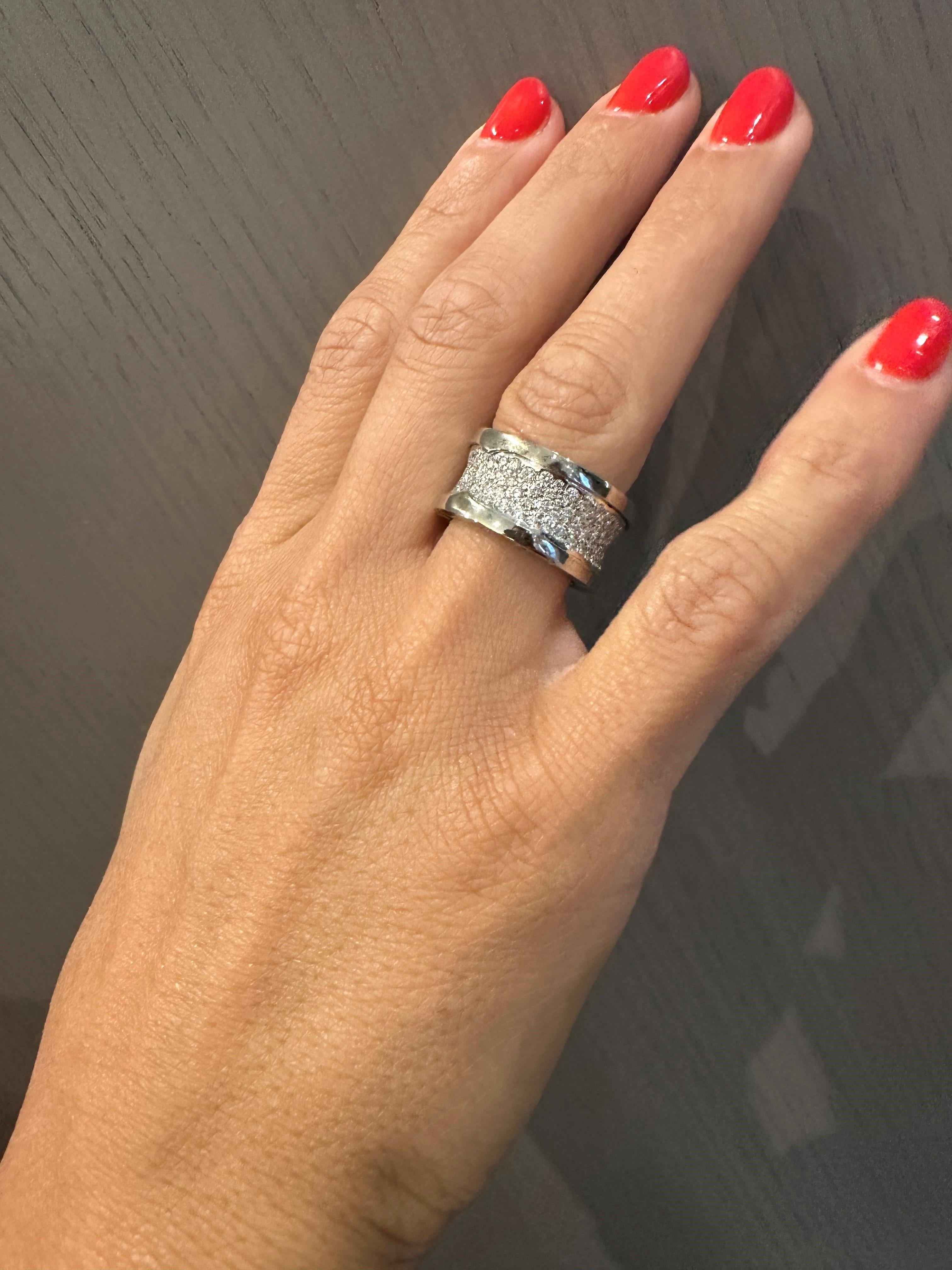 Women's BVLGARI B.zero1 White Gold Pave' Diamond Ring SIZE 6 For Sale