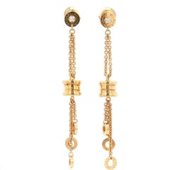 Bvlgari B.zero1 Ohrringe aus Gelbgold mit Diamanten und mehreren Logos an der Kette