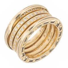 Bvlgari B.Zerol 1.00 Carat Diamond Three-Band Yellow Gold Ring