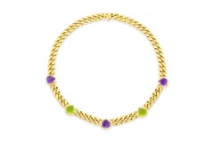 Bvlgari Cabochon Amethysts and Tourmalines Chain Necklace