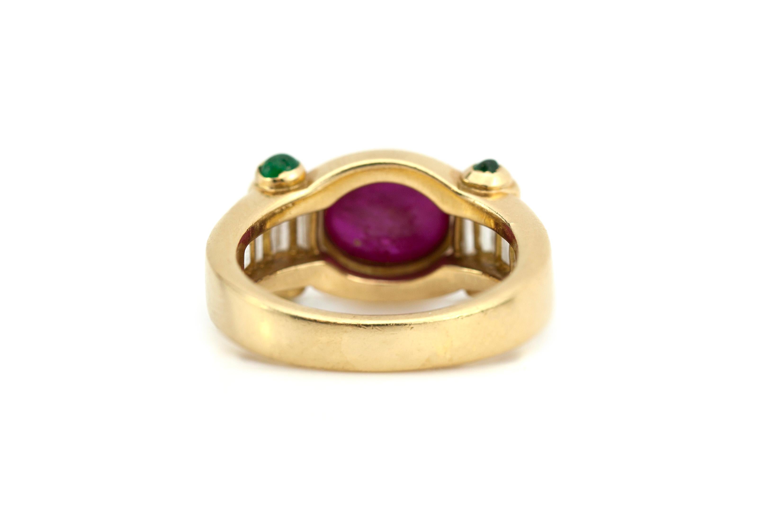 Bvlgari Cabochon Burma Ruby and Diamond Ring, 1970s In Good Condition In Braintree, GB
