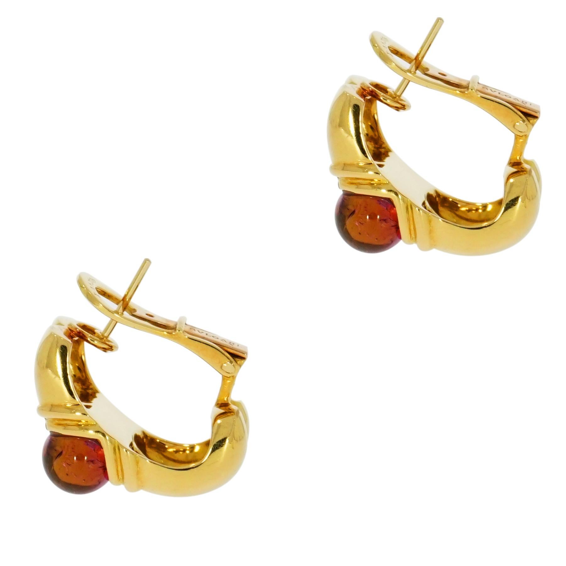 Bvlgari Cabochon Tourmaline Yellow Gold Earrings im Zustand „Hervorragend“ in Greenwich, CT